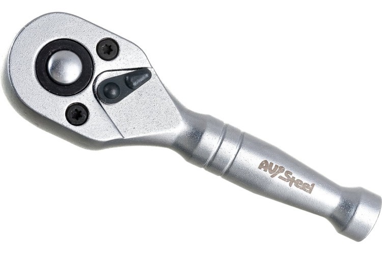 Трещотка 1/4" AV Steel AV-508600 72-зубца укороченная, 95 мм