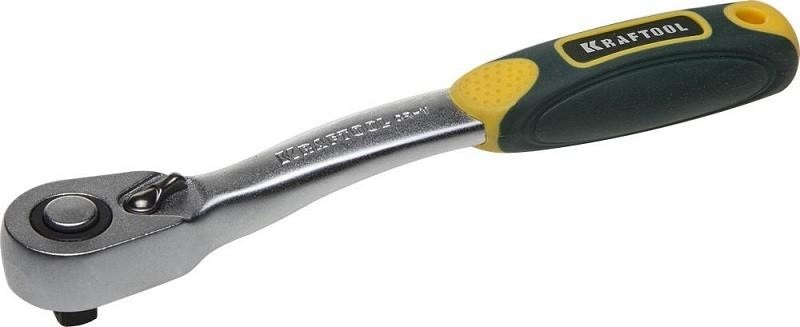 Трещотка для торцовых головок KRAFTOOL "PRO" 1/4", 72 зуба, изогнутый 27795-1/4_z02 27795-1/4_z02