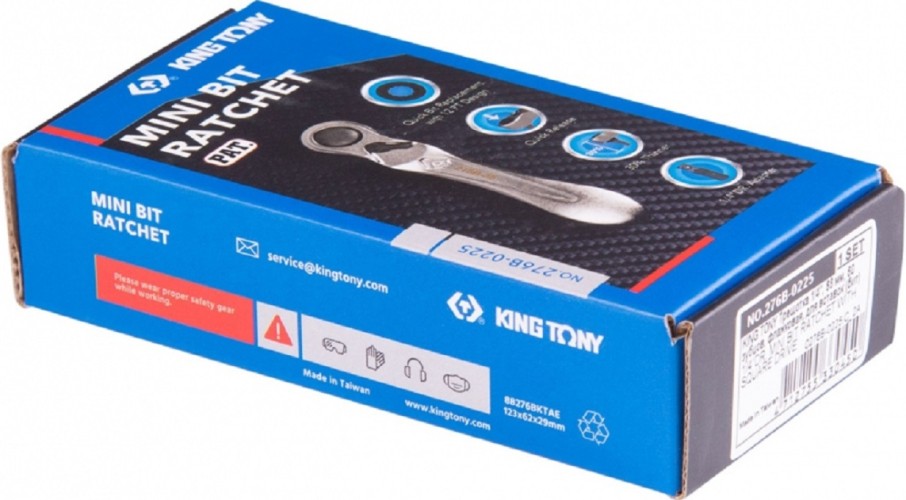 Трещотка KING TONY 276B-0225 1/4", 88 мм, 60 зубцов, флажковая, для вставок (би - изображение 4