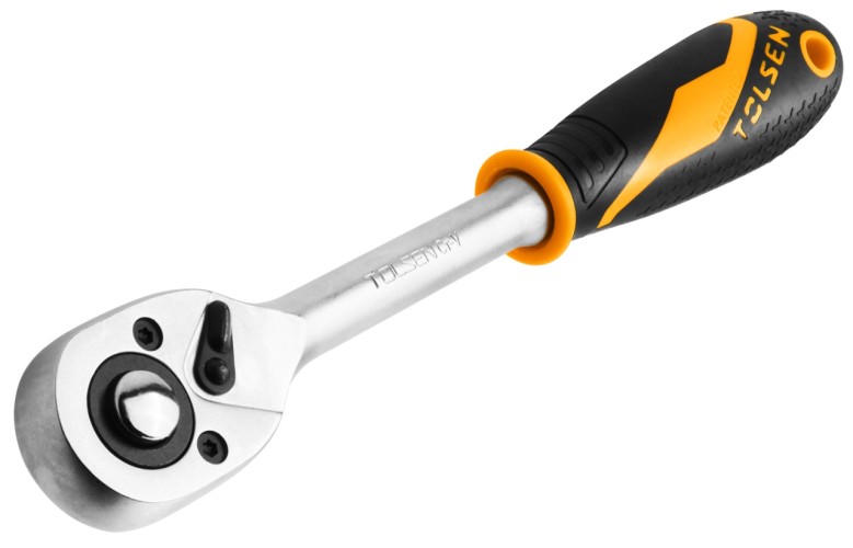 Трещотка TOLSEN TT15118 "GRIPro", 1/4", 155 мм, 72 зубца, флажковая с кноп