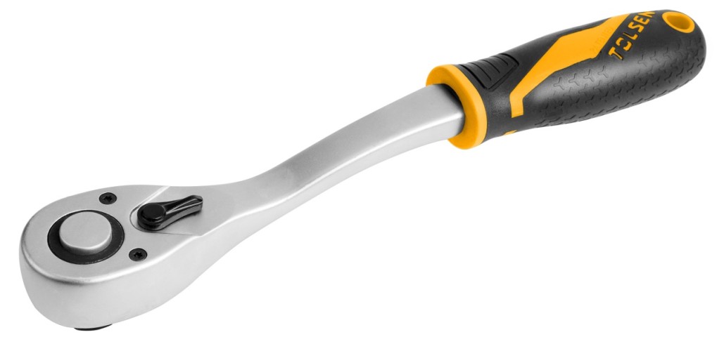 Трещотка TOLSEN TT16120 "GRIPro", 1/2", 255 мм, 72 зубца, флажковая с кноп