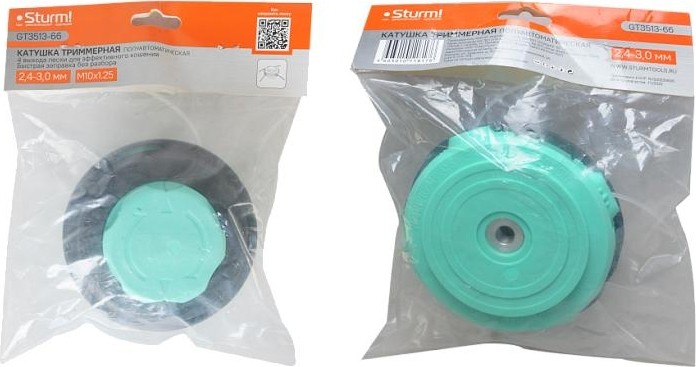 Триммерная головка Sturm GT3513-66 m10x1,25 c леской в сборе 2,4ммx2мx2шт, 4 выхода л - изображение 3