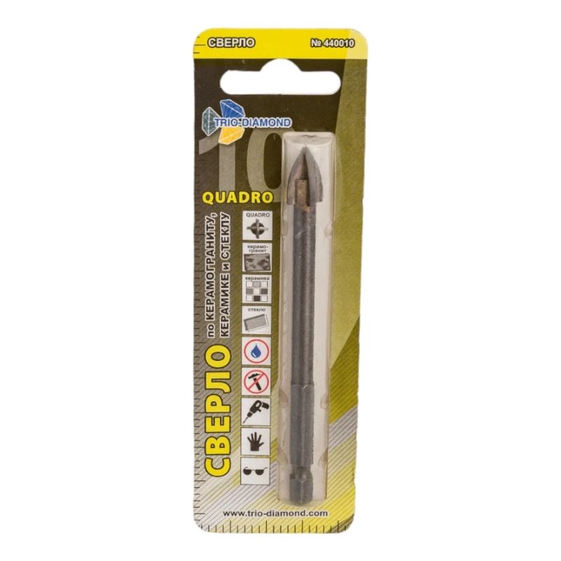 Сверло по керамике и стеклу Trio Diamond квадро 10 мм