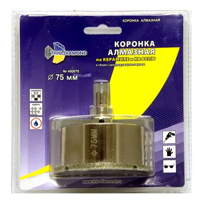 Коронка алмазная Trio Diamond по керамике и кафелю 75 мм с центрирующим сверлом - изображение 2