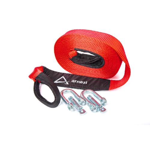 Трос буксировочный ARNEZI A0904025 динамический 9 м, 9т стропа шириной 70 мм со скобо