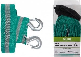 Трос буксировочный STVOL STBV0502 лента vip 5 т, 2 крюка, 5 метров - изображение 2