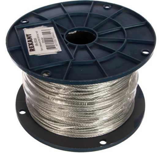 Трос стальной DIN 3055 REXANT 09-5530 (6x7) M3 (бобина 200м)