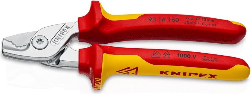 Тросорез KNIPEX 9516160 stepcut 160 мм, диэлектрический, хром, 2к рукоятки KN-9516160