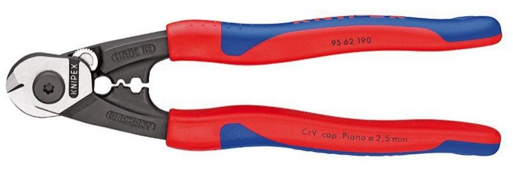 Тросорез KNIPEX KN-9562190SB компактный, 190 мм, обжим гильз на боуденовские тр