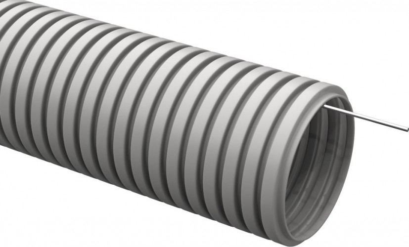 Труба гофрированная IEK CTG20-25-K41-025I ПВХ d25мм с протяжкой сер. (уп. 25м)