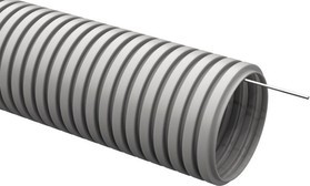 Труба гофрированная IEK ELASTA ПВХ d20мм с протяжкой сер. (уп.25м)  CTG20-20-K41-025I