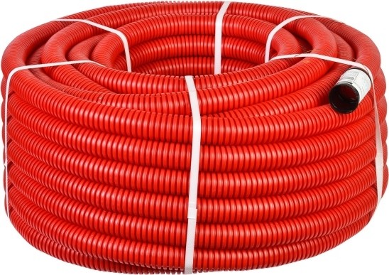 Труба гофрированная IEK ELASTA двустенная ПНД гибкая d40мм с муфтой красн. (уп.50 CTG12-040-K04-050-R