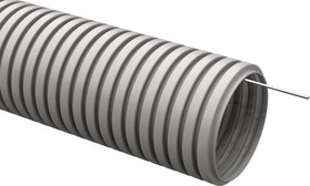 Труба гофрированная IEK ELASTA ПВХ d40мм с протяжкой сер. (уп.15м)  CTG20-40-K41-015I