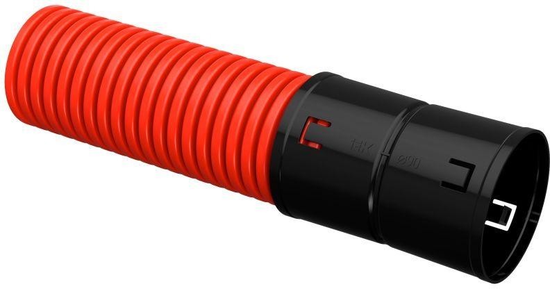 Труба гофрированная IEK ELASTA двустенная ПНД гибкая d90мм с муфтой красн. (уп.50 CTG12-090-K04-050-R