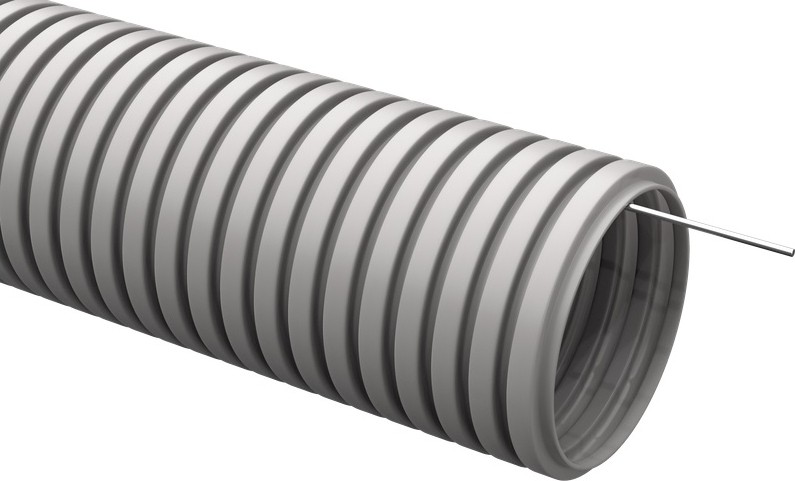 Труба гофрированная IEK ПНД  d25 мм с зондом серая. (50м) CTG20-25-K41-050I