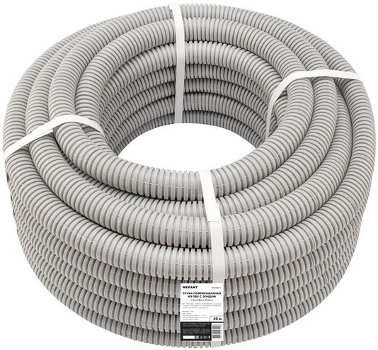 Труба гофрированная REXANT 28-0032-2 из ПВХ с зондом, ø32мм (бухта 25 м/уп)
