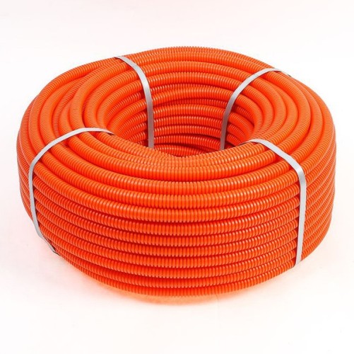 Труба гофрированная REXANT 28-0040-5 из ПНД с зондом ø40мм, оранжевая (15 м/уп)