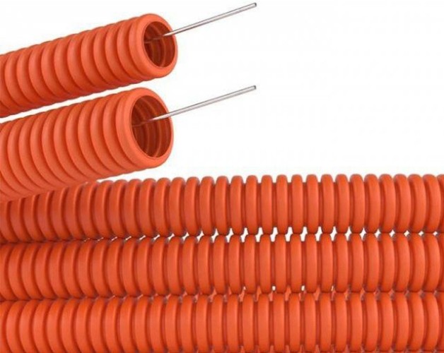 Труба гофрированная REXANT 28-0020-5 из ПВХ с зондом ø20мм, оранжевая (100 м/уп) - изображение 2