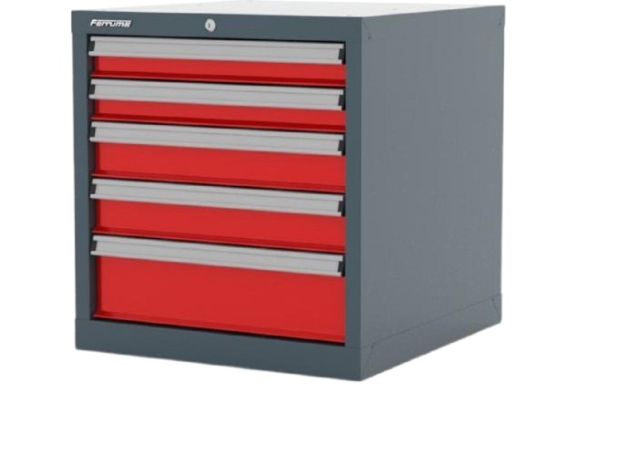 Тумба инструментальня FERRUM "PREMIUM" с 5 ящ. 565х600х600 мм (красный/серый) 15.205 15.205