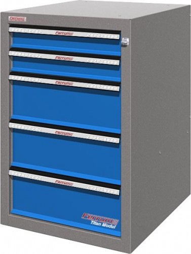 Тумба верстачная FERRUM с 5 ящиками 01.405R-5015/9007 (синий/серый)