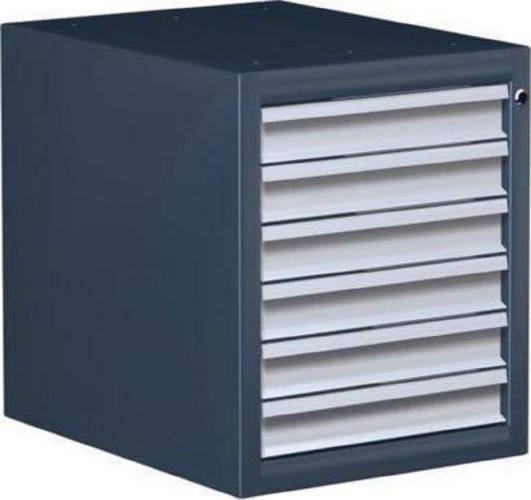 Тумба верстачная FERRUM "Титан" с 6 ящиками 08.406 RAL7016/7700 - темно-серый/белый хром