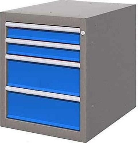 Тумба верстачная FERRUM "Титан" с 4 ящиками 08.404 RAL5015/7700 - синий/белый хром