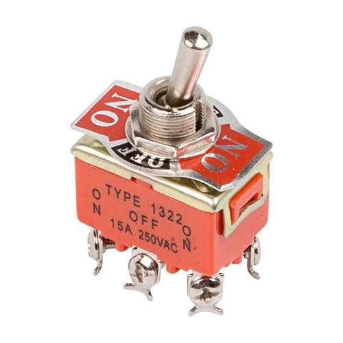 Тумблер REXANT 06-0328-B 250V 15А (6c) ON-OFF-ON двухполюсный (KN-2