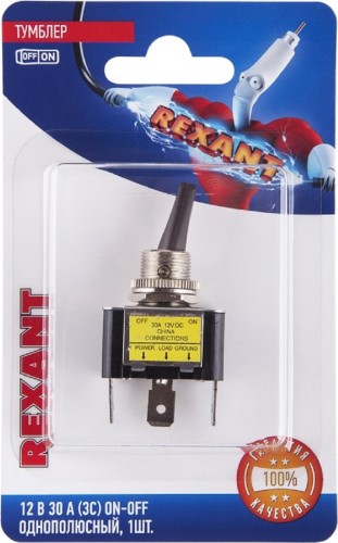 Тумблер REXANT 06-0334-B 12V 30А (3c) ON-OFF однополюсный с красной - изображение 2