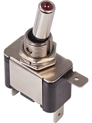 Тумблер REXANT 12V 20А (3c) ON-OFF (уп. 10 штук ) однополюсный с красной LED подсветкой (ASW-07D) 36-4330