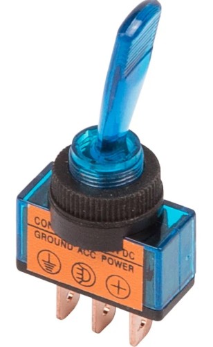 Тумблер REXANT 12V 20А (3c) ON-OFF (уп. 10 штук ) однополюсный с синей подсветкой (ASW-13D) 36-4371