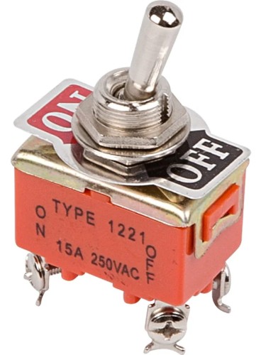 Тумблер REXANT 36-4130 (уп. 10 штук ) 250V 15А (4c) ON-OFF двухполюсный (KN-201) 36-4130