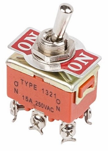 Тумблер REXANT 36-4131 (уп. 10 штук ) 250V 15А (6c) ON-ON двухполюсный (KN-202) 36-4131