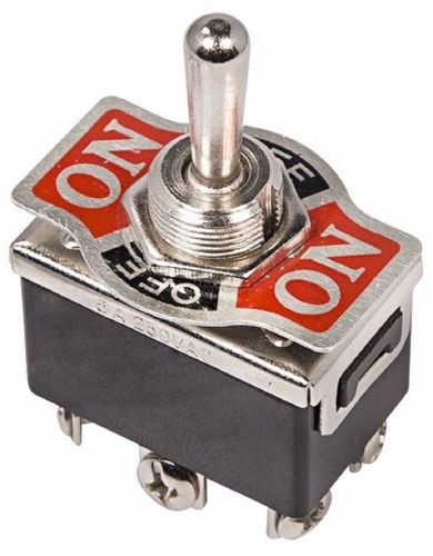 Тумблер REXANT 36-4171 (уп. 10 штук ) 250V 15А (6c) ON-OFF-(ON) двухполюсный (KN-213) 36-4171