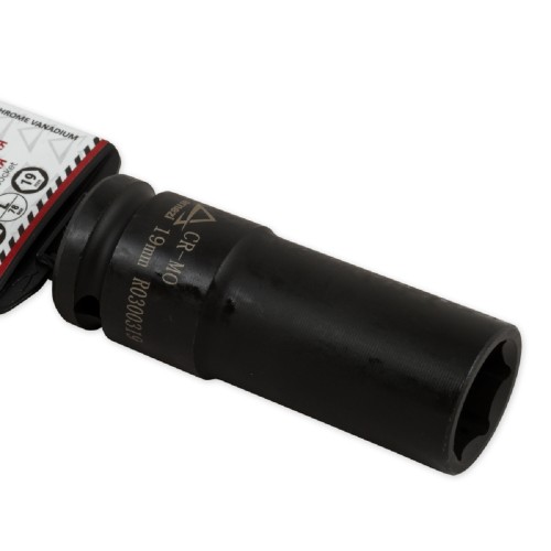 Ударная головка 6-ти гранная с посадкой 1/2" ARNEZI R0300319 19 мм Cr-Mo удлиненная на холдере - изображение 2