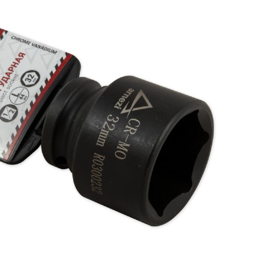Ударная головка 6-ти гранная с посадкой 1/2" ARNEZI R0300232 32 мм Cr-Mo, на холдере - изображение 2