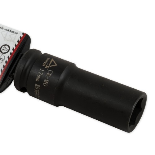 Ударная головка 6-ти гранная с посадкой 1/2" ARNEZI R0300317 17 мм Cr-Mo удлиненная на холдере - изображение 2
