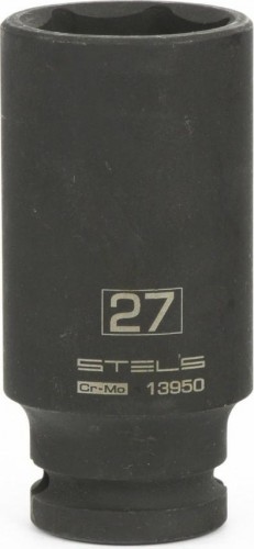 Ударная головка шестигранная с посадкой 1/2" STELS 13950 27 мм глубокая