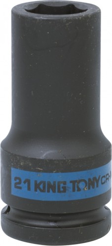 Ударная головка шестигранная с посадкой 3/4" KING TONY 643521M 21 мм глубокая
