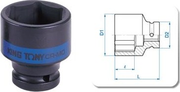 Ударная головка шестигранная с посадкой 1" KING TONY 853533М 33 мм 853533M - изображение 2