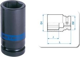 Ударная головка шестигранная с посадкой 1" KING TONY 843530М 30 мм глубокая 843530M - изображение 2