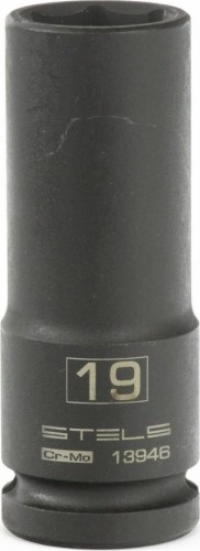 Ударная головка шестигранная с посадкой 1/2" STELS 13946 19 мм глубокая