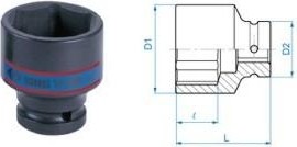 Ударная головка шестигранная с посадкой 1" KING TONY 853534М 34 мм 853534M