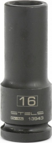 Ударная головка шестигранная с посадкой 1/2" STELS 13943 16 мм глубокая