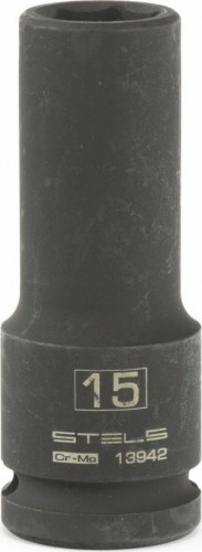 Ударная головка шестигранная с посадкой 1/2" STELS 13942 15 мм глубокая