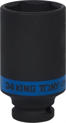 Ударная головка шестигранная с посадкой 1/2" KING TONY 443534M 34 мм глубокая