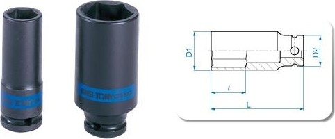 Ударная головка шестигранная с посадкой 1/2" KING TONY 443509М 9 мм глубокая 443509M - изображение 2