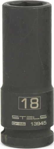 Ударная головка шестигранная с посадкой 1/2" STELS 13945 18 мм глубокая