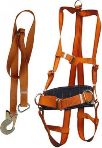 Удерживающая привязь МОЛОТ УС 2 АЖ М с напл. и набед. лямками, строп пол. лента, К1