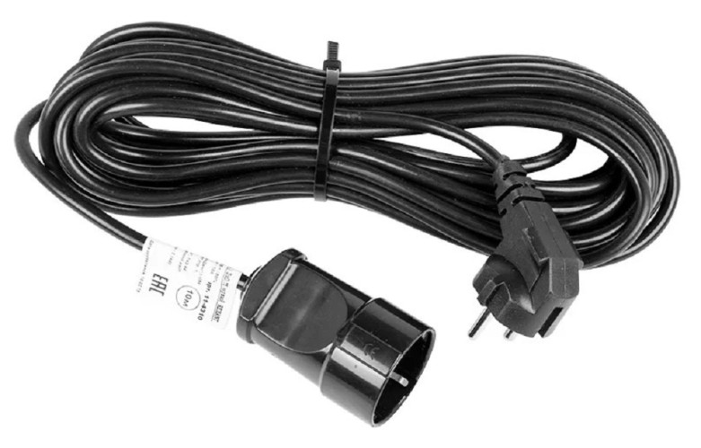 Удлинитель без катушки REXANT 11-7090 ПВС 3х0.75, 20 м, с/з, 6A, 1300 Bт, ip44, черный