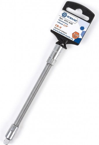 Удлинитель Кобальт 642-630 1/4", 150 мм, гибкий, cr-v